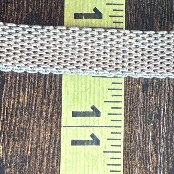 VTG Solid Sterling Silver 925 Heavy Mesh Link Chain Bracelet Size 7.5" Fit - Picture 8 of 9